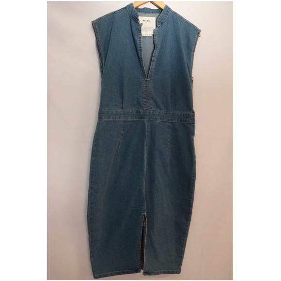 COTTON ON DENIM SPLIT DRESS W/PLUNGING NECKLINE 8 - Picture 4 of 7